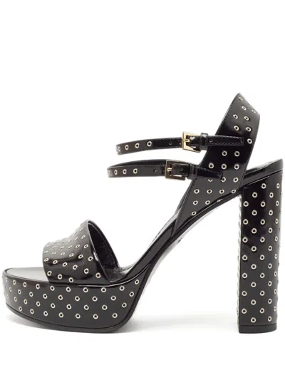 Pre-owned Louis Vuitton 125mm Eyelet-embellished Sandals In Black