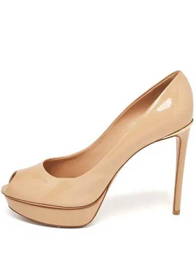 Pre-owned Louis Vuitton 135mm Patent-leather Sandals In Neutral
