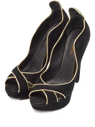 Pre-owned Louis Vuitton 140mm Contrasting-trim Pumps In Black