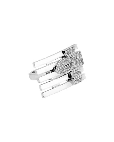 Louis Vuitton 18k 1.00 Ct. Tw. Diamond Flower Cocktail Ring (authentic Pre-loved) In Silver