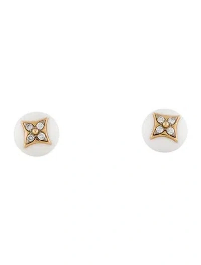 Pre-owned Louis Vuitton 18k Agate & Diamond Color Blossom Stud Earrings In Multi
