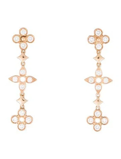 Pre-owned Louis Vuitton 18k Diamond Dentelle One Row Drop Earrings In Multi