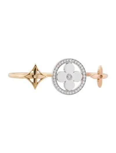 Pre-owned Louis Vuitton 18k Diamond Idylle Blossom Gm Double Ring In Multi