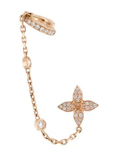 Pre-owned Louis Vuitton 18k Diamond Idylle Blossom Mono Chain Earring In Multicolor