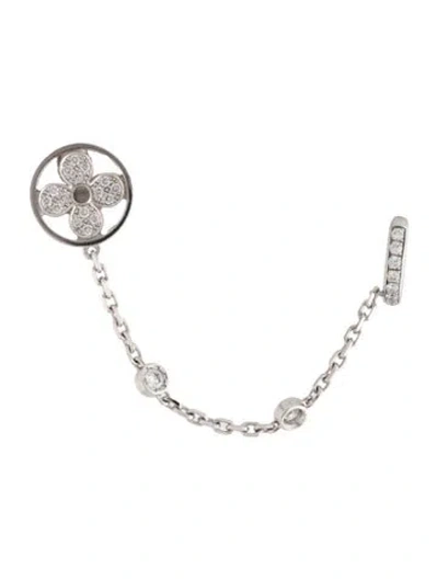 Pre-owned Louis Vuitton 18k Diamond Idylle Blossom Mono Chain Single Earring In Multi