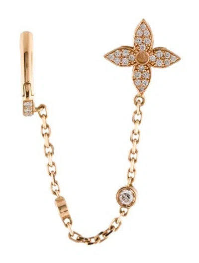 Pre-owned Louis Vuitton 18k Diamond Idylle Blossom Mono Chain Single Earring In Multi