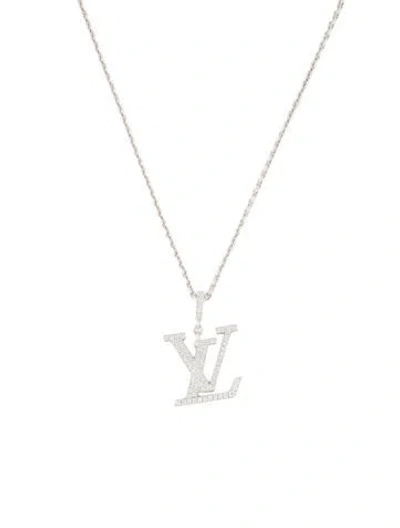 Pre-owned Louis Vuitton 18k Diamond Lv Medium Pendant Necklace, 21.75" In Multi