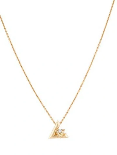 Pre-owned Louis Vuitton 18k Diamond Lv Volt One Small Pendant Necklace, 17.5" In Multi