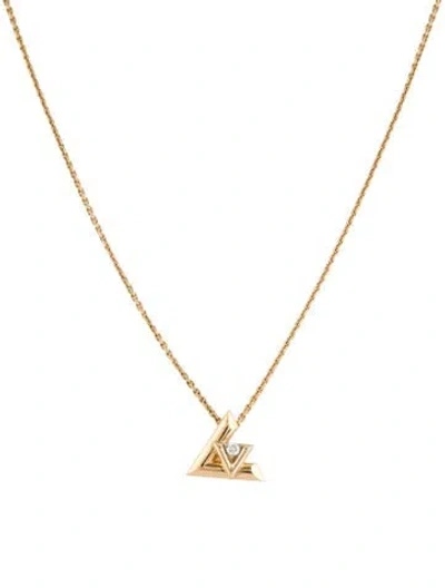 Pre-owned Louis Vuitton 18k Diamond Lv Volt One Small Pendant Necklace, 17.5" In Multicolor
