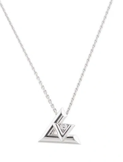 Pre-owned Louis Vuitton 18k Diamond Lv Volt One Small Pendant Necklace, 17.75" In Multi