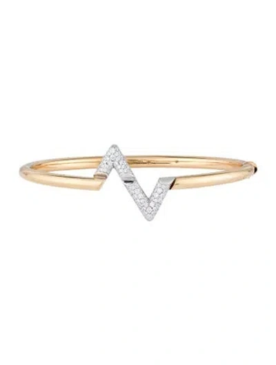 Pre-owned Louis Vuitton 18k Diamond Lv Volt Upside Down Bracelet, 6.5" In Multi