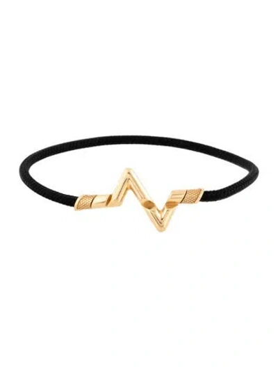 Pre-owned Louis Vuitton 18k Lv Volt Upside Down Play Cord Bracelet In Black
