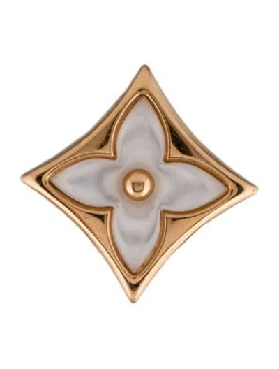 Pre-owned Louis Vuitton 18k Mother Of Pearl Blossom Star Single Stud Earring In White