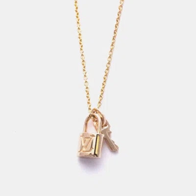 Pre-owned Louis Vuitton 18k Pink Gold Lock It Pendant Necklace