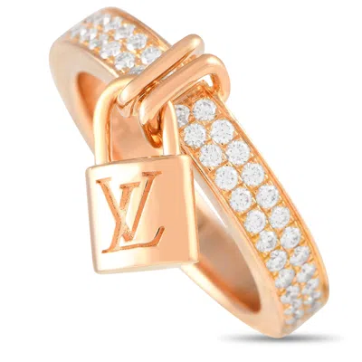 Pre-owned Louis Vuitton 18k Rose Gold 0.40ct Diamond Lock Ring Lv28-103123