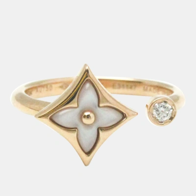 Pre-owned Louis Vuitton 18k Rose Gold And Diamond Blossom Mini Star Ring Eu 51