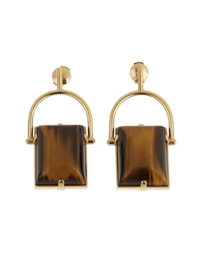 Pre-owned Louis Vuitton 18k Tiger Eye Earrings (authentic Pre-loved) In Multi