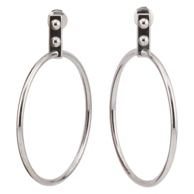 Pre-owned Louis Vuitton 18k White Gold Drop Hoop Earrings