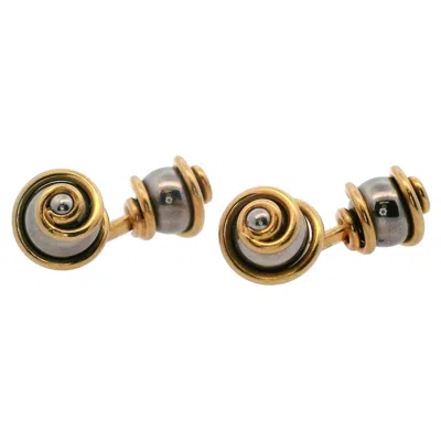 Pre-owned Louis Vuitton 18kt Gold And Stainless Steel Cufflinks In Multi