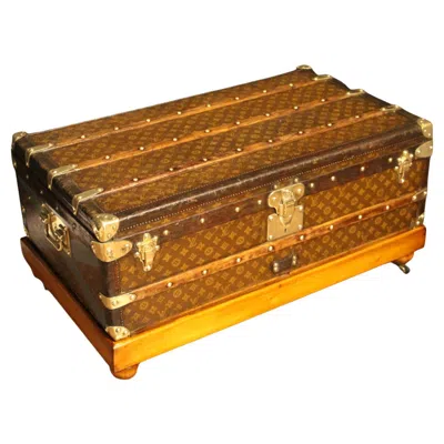 Pre-owned Louis Vuitton 1920's  Steamer Trunk In Stenciled Monogram , Vuitton Trunk In Brown