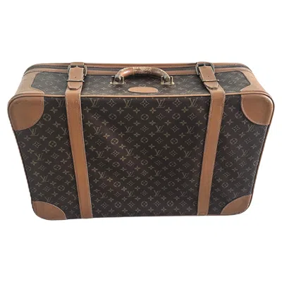 Pre-owned Louis Vuitton 1970s Monogram Canvas Unisex Suitcase With Vintage Label In Black