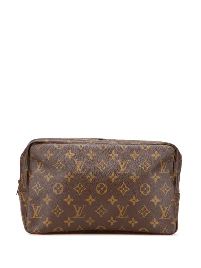 Pre-owned Louis Vuitton 1980-2006 Monogram Trousse Toilette 28 Clutch Bag In Brown
