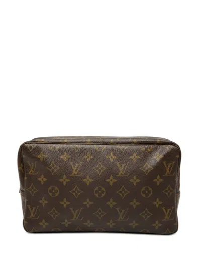 Pre-owned Louis Vuitton 1980-2010 Monogram Trousse Toilette 28 Clutch Bag In Brown