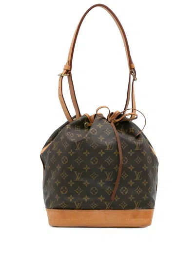 Pre-owned Louis Vuitton 1980-2017 Monogram Noe Gm Bucket Bag In Brown
