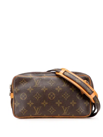 Pre-owned Louis Vuitton 1980-2020 Monogram Pochette Marly Bandouliere Crossbody Bag In Brown