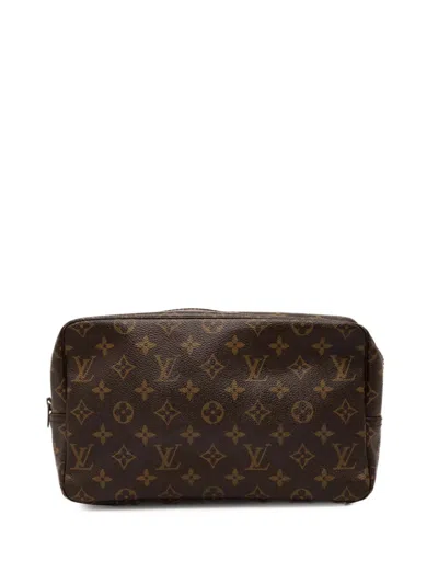 Pre-owned Louis Vuitton 1980-2020 Monogram Trousse Toilette 28 Clutch Bag In Brown