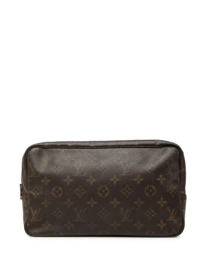 Pre-owned Louis Vuitton 1980-2010 Monogram Trousse Toilette 28 Clutch Bag In Brown