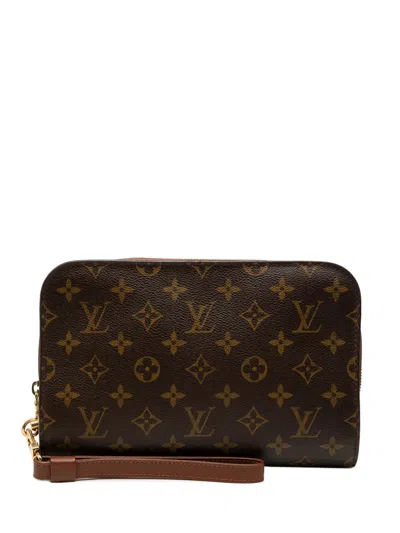 Pre-owned Louis Vuitton 1982 Monogram Orsay Clutch Bag In Brown