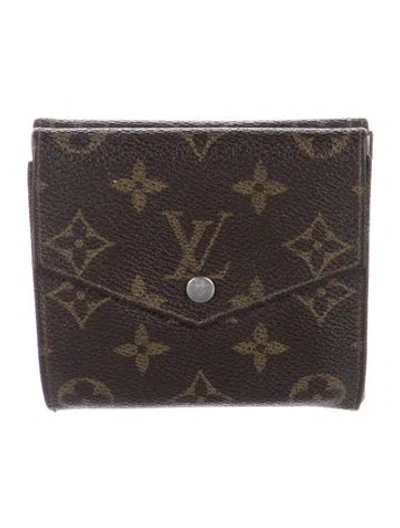 Pre-owned Louis Vuitton 1984 Lv Monogram Elise Wallet In Brown
