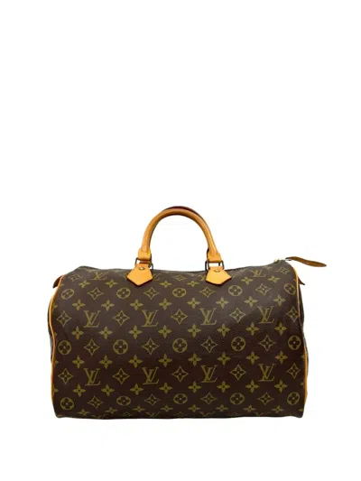 Pre-owned Louis Vuitton 1984 Monogram Speedy 35 Boston Bag In Brown