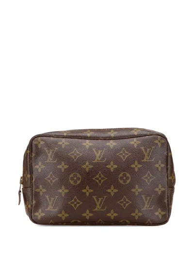 Pre-owned Louis Vuitton 1984 Monogram Trousse Toilette 23 Clutch Bag In Brown
