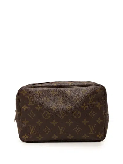 Pre-owned Louis Vuitton 1984 Monogram Trousse Toilette 23 Clutch Bag In Brown