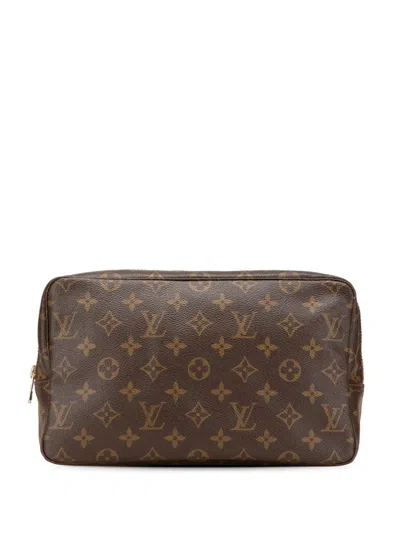 Pre-owned Louis Vuitton 1984 Monogram Trousse Toilette 28 Clutch Bag In Brown