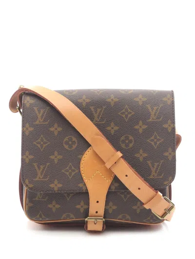 Pre-owned Louis Vuitton 1985 Monogram Cartouchiere Mm Crossbody Bag In Brown