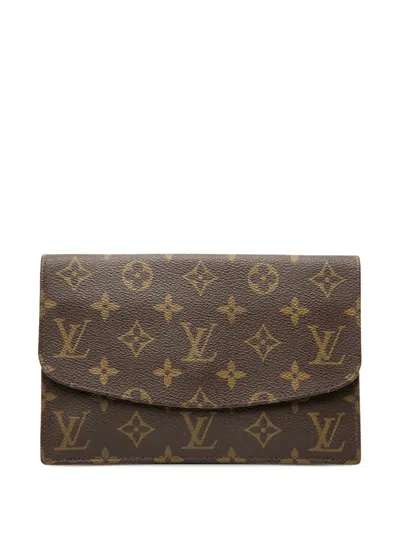 Pre-owned Louis Vuitton 1985 Monogram Pochette Rabat 20 Clutch Bag In Brown