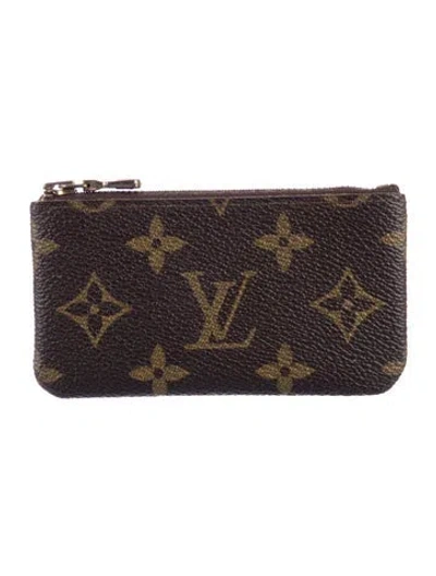 Pre-owned Louis Vuitton 1986 Lv Monogram Pouch In Brown