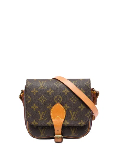 Pre-owned Louis Vuitton 1986 Monogram Cartouchiere Pm Crossbody Bag In Brown