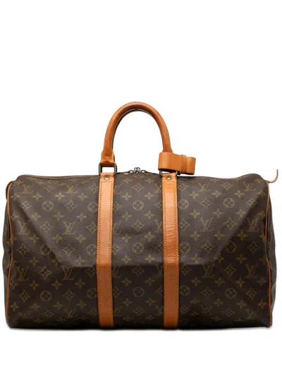 Pre-owned Louis Vuitton 1986 Monogram Keepall 45 Travel Bag In Brown