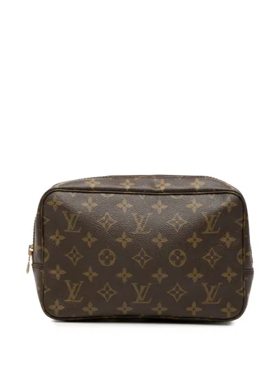 Pre-owned Louis Vuitton 1986 Monogram Trousse Toilette 23 Clutch Bag In Brown