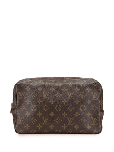 Pre-owned Louis Vuitton 1986 Monogram Trousse Toilette 28 Clutch Bag In Brown
