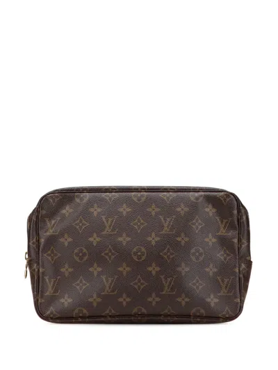 Pre-owned Louis Vuitton 1986 Monogram Trousse Toilette 28 Clutch Bag In Brown