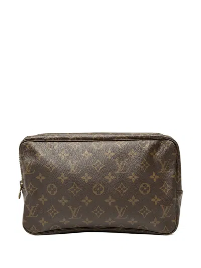 Pre-owned Louis Vuitton 1986 Monogram Trousse Toilette 28 Clutch Bag In Brown