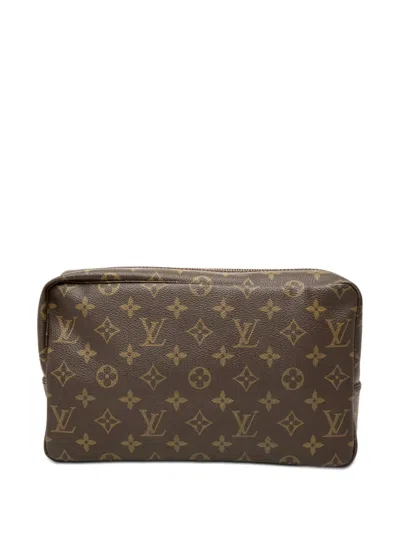 Pre-owned Louis Vuitton 1986 Monogram Trousse Toilette 28 Clutch Bag In Brown