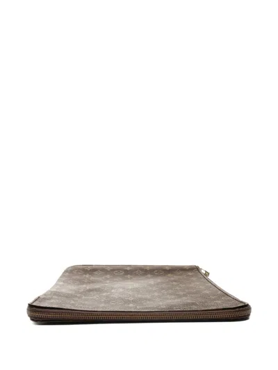Pre-owned Louis Vuitton 1986 Monogram Zip-up Clutch Bag In Brown