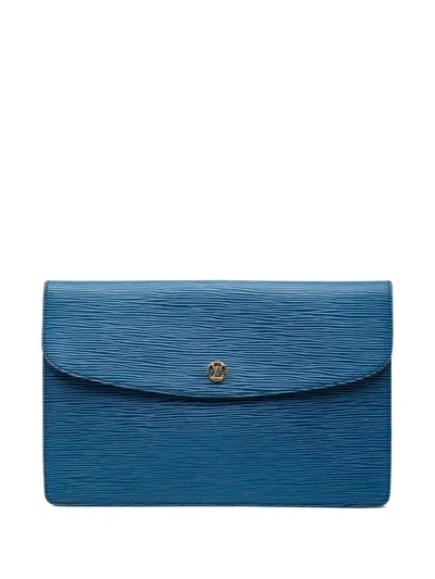 Pre-owned Louis Vuitton 1987 Epi Montaigne 27 Clutch Bag In Blue