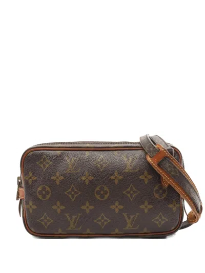 Pre-owned Louis Vuitton 1987 Marly Bandouliere Monogram-canvas Shoulder Bag In Brown